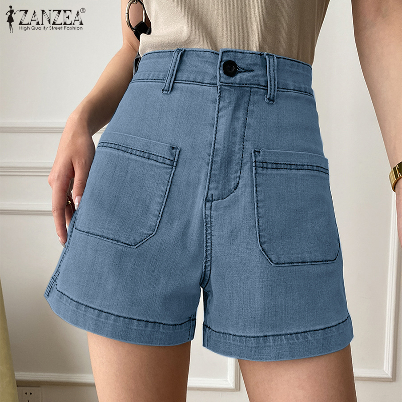 Zanzea phong cách Hàn Quốc quần short nữ thời trang đường phố túi bên eo