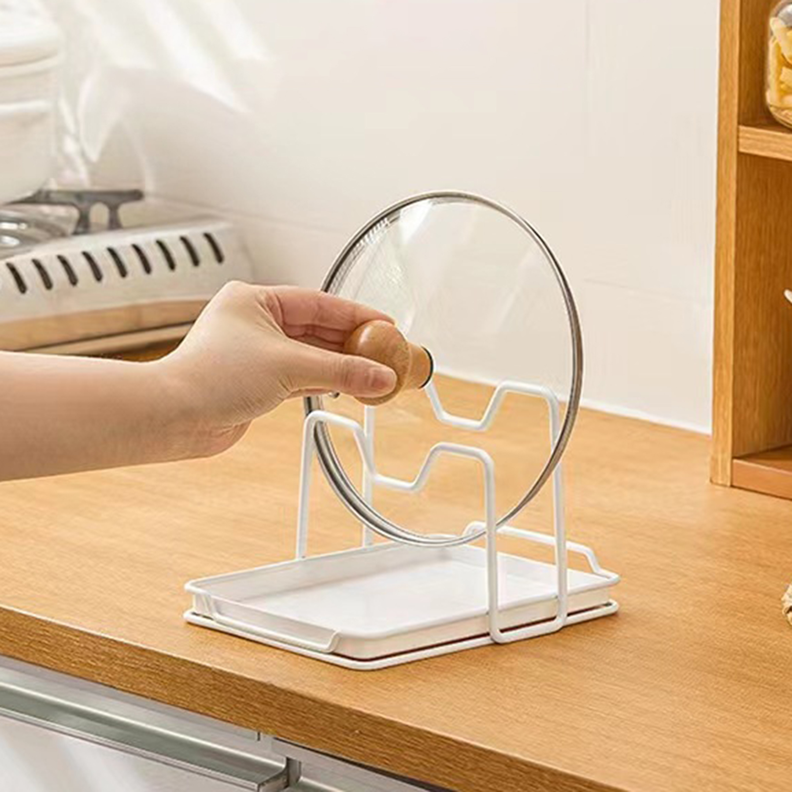 Pot Lid Holder Space-saving Non-Slip Quick Drainage Kitchen Tool Shovel Spoon Rest Cutting Board Stand for Restaurant