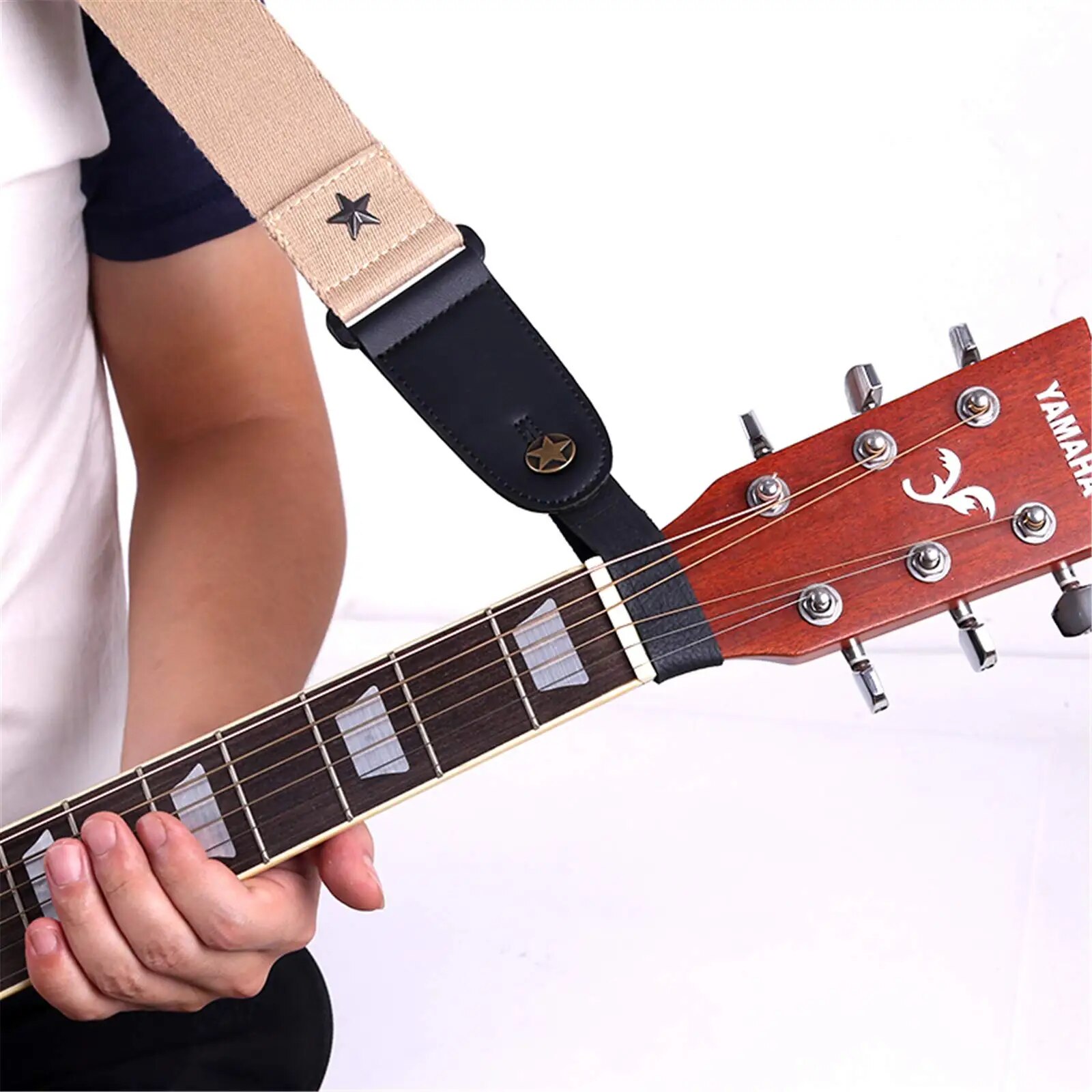 Miwaye Guitar Strap String, Black Leather Guitar Neck Strap Button, Acoustic Guitar Headstock Strap Tie, Strap Lock