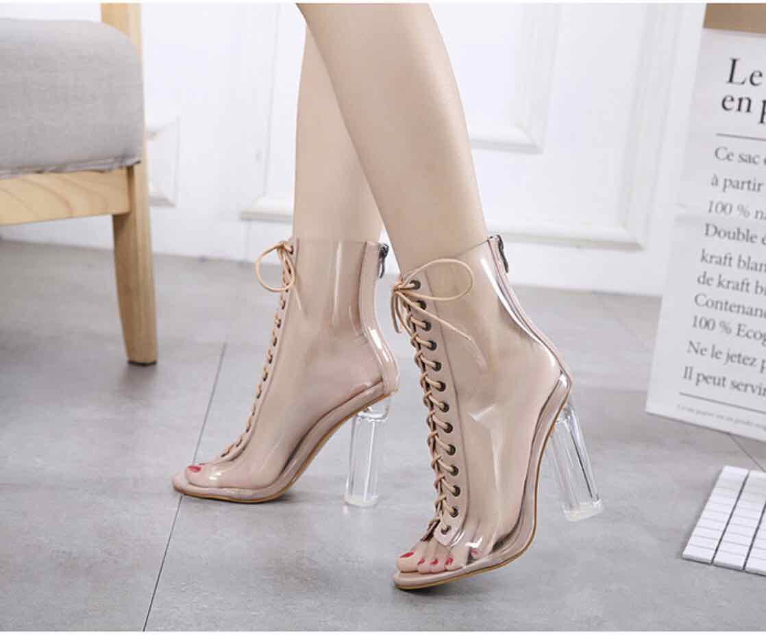 GIÀY BỐT CỘT DÂY TRONG SUỐT