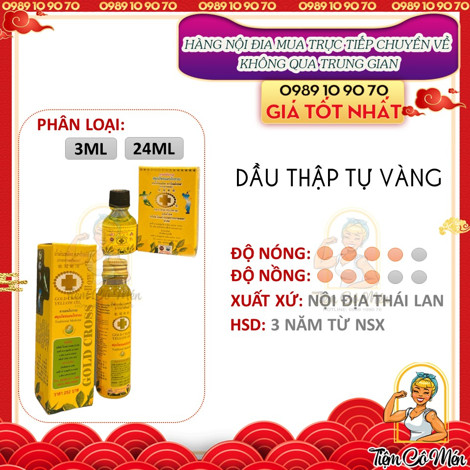 Dầu thập tự vàng thái lan 3ml & 24ml - dầu thái lan chính hãng - gold gross yellow oil