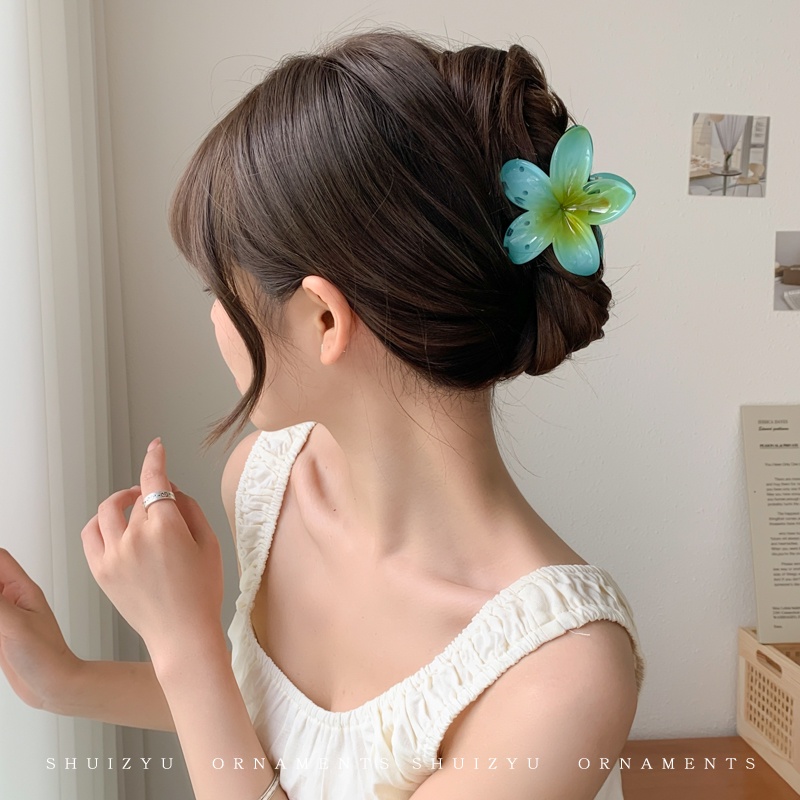 Kẹp Tóc Hình Hoa / Móng Vuốt Màu gradient Thời Trang Cho Nữ