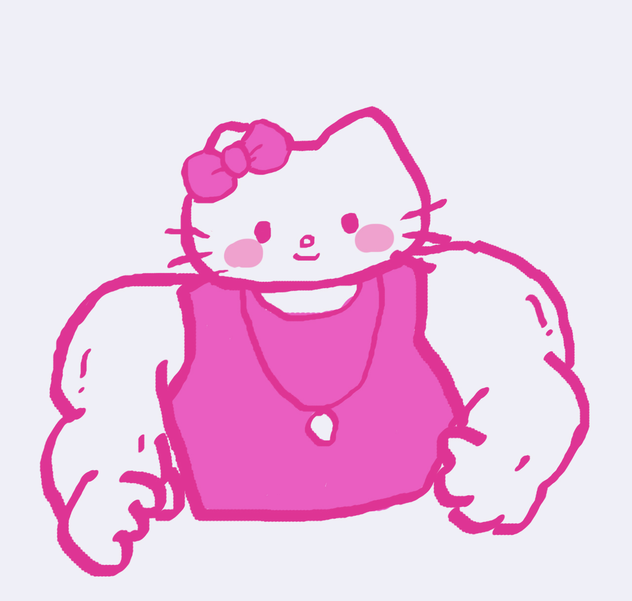 Móc khóa mèo Kitty đô con cơ bắp lực điền dễ thương