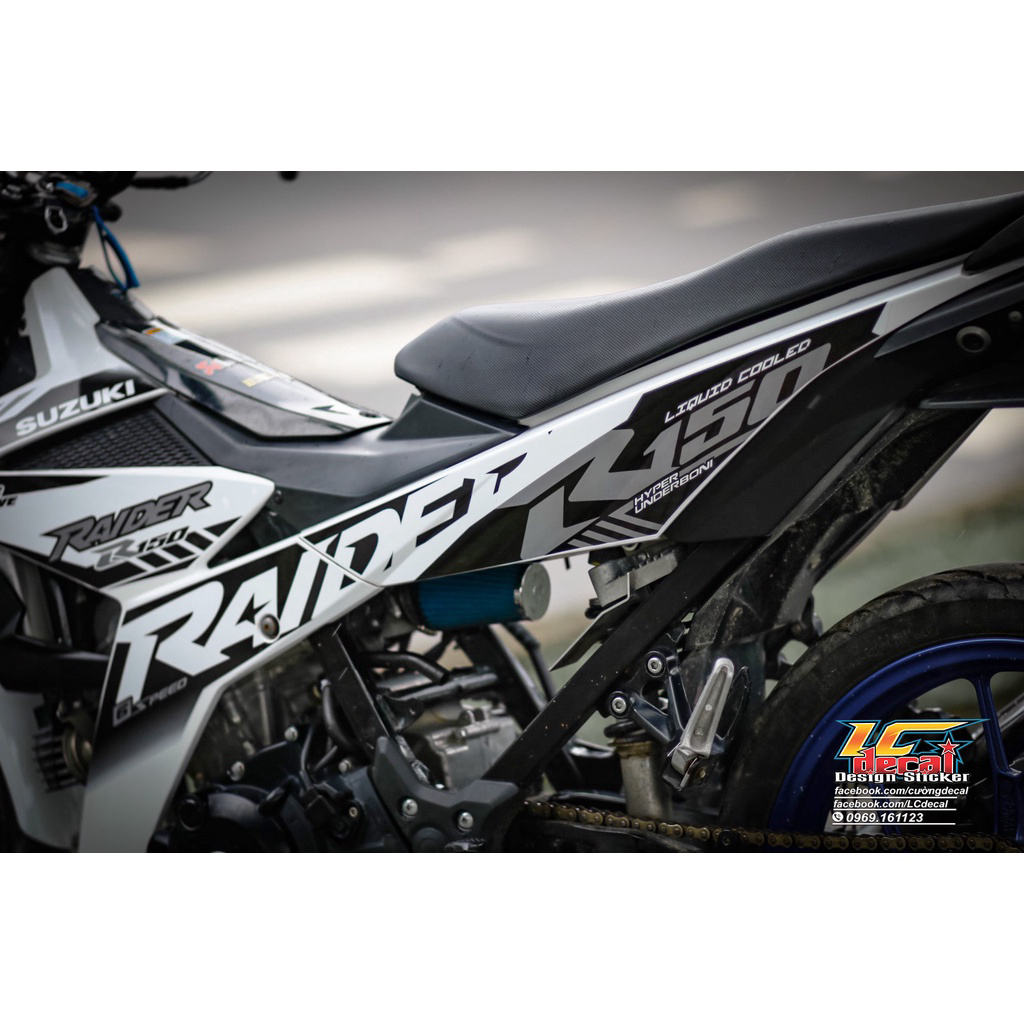Tem rời Raider R150 đen cho xe trắng