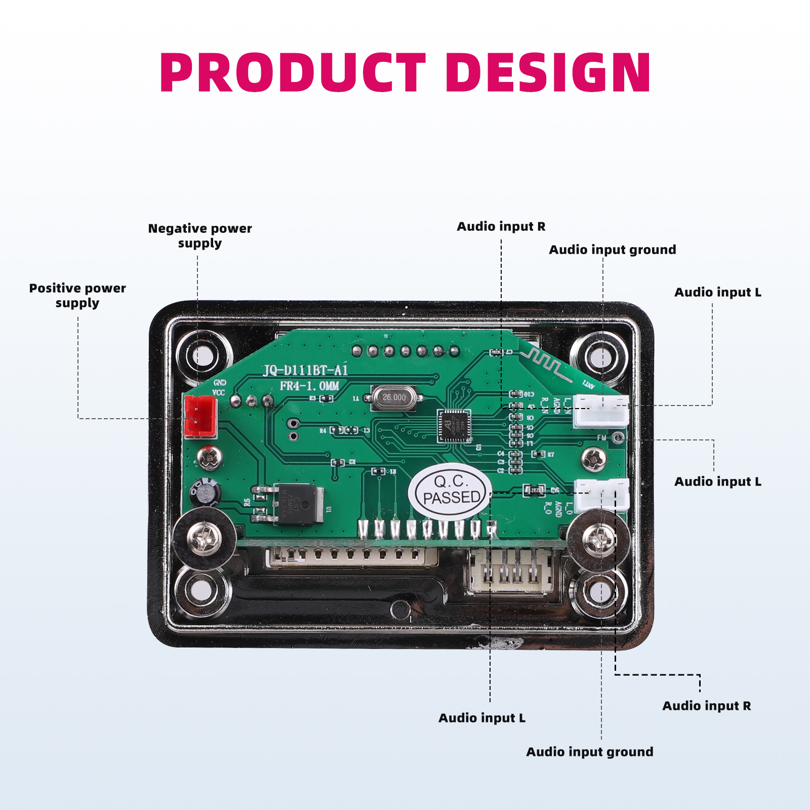 Bluetooth 5.0 MP3 Decoder Board DC 12V Wireless MP3 Audio Player Support USB SD LINE IN FM BLUETOOTH Recording LED Lossless