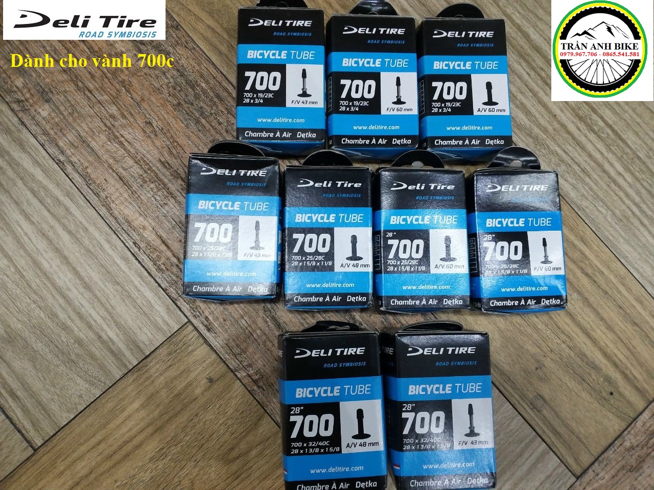 Săm ruột xe đạp dành cho vành 700 x 23c/25c/28c/32c/35c/40c xe đạp đua Deli Tire