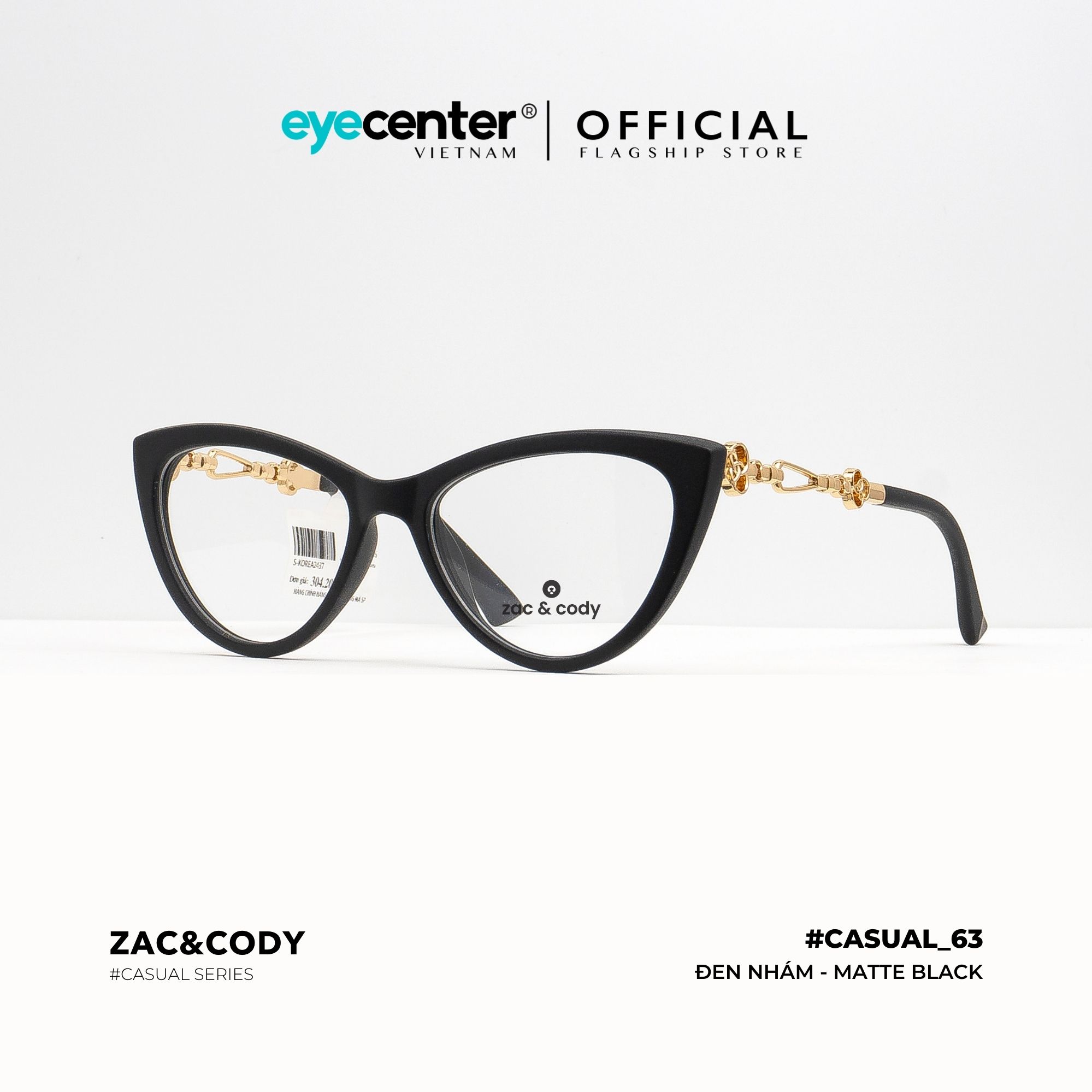 Gọng kính cận nữ mắt mèo chính hãng ZAC & CODY C63 kim loại chống gỉ khung viền nhựa dẻo...