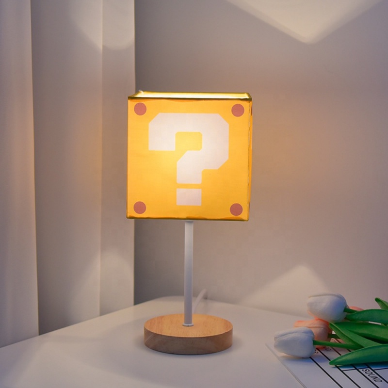 Super Mario Lamp Table USB Charging LED Question Mark Mario Night Light Children Bedroom Household Cube Table Lamp Gift