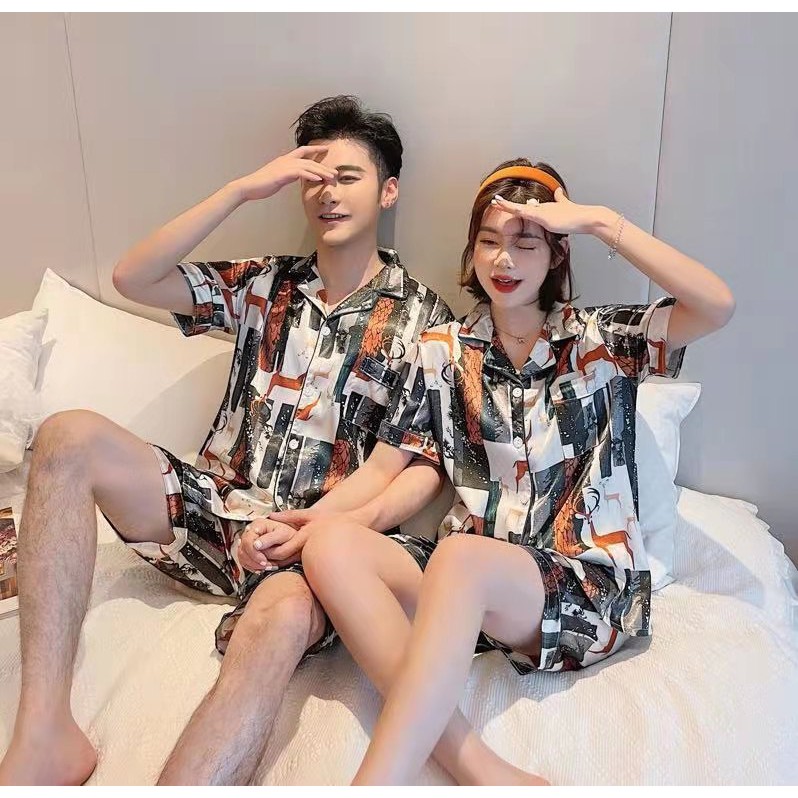 Bộ Đồ Ngủ Pijama Bằng Lụa Bóng Gợi Cảm Cho Cặp Đôi