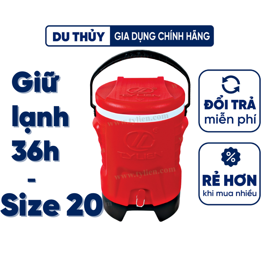 Thùng đá giữ nhiệt tròn có vòi tý liên, giữ lạnh 36h dung tích ngoài 20l dung tích trong 13l - thùng supercool 20
