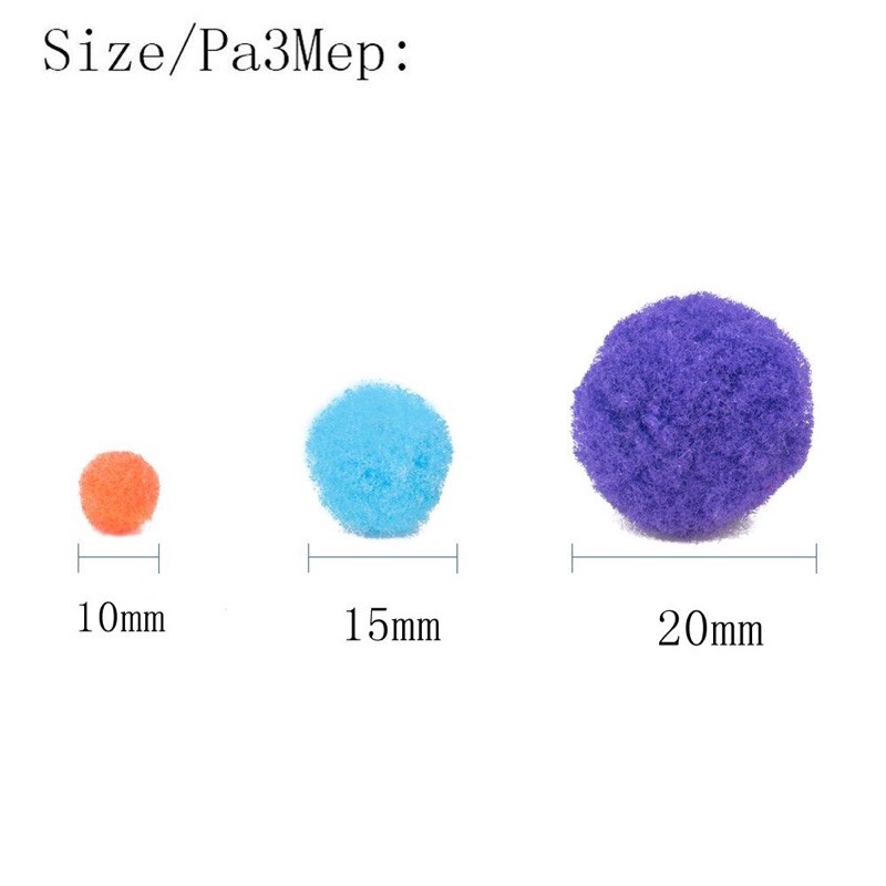 Quả Bông Pompom làm đồ hanmade 3 size từ 50 - 200 viên (1703PPT)
