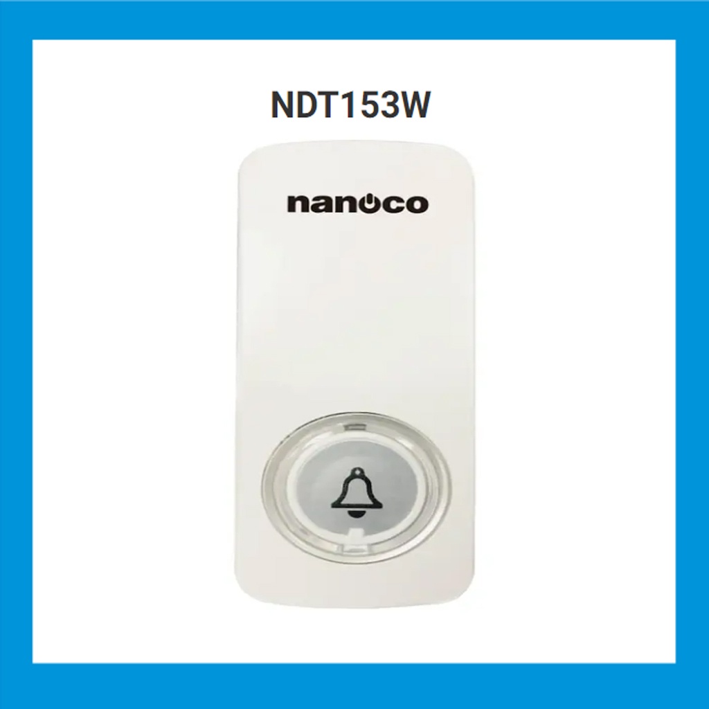 Chuông điện không dây Nanoco ND153W/ND153BK, 36 kiểu chuông, 4 mức âm lượng với thiết kế đơn giản.