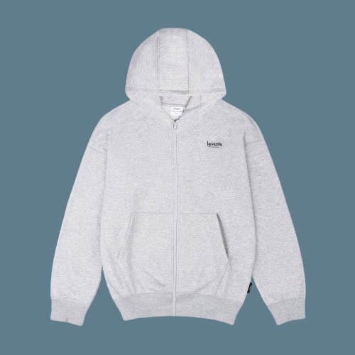 Áo hoodie zip Levents mini logo màu xám basic form rộng unisex HYPRETTY 01