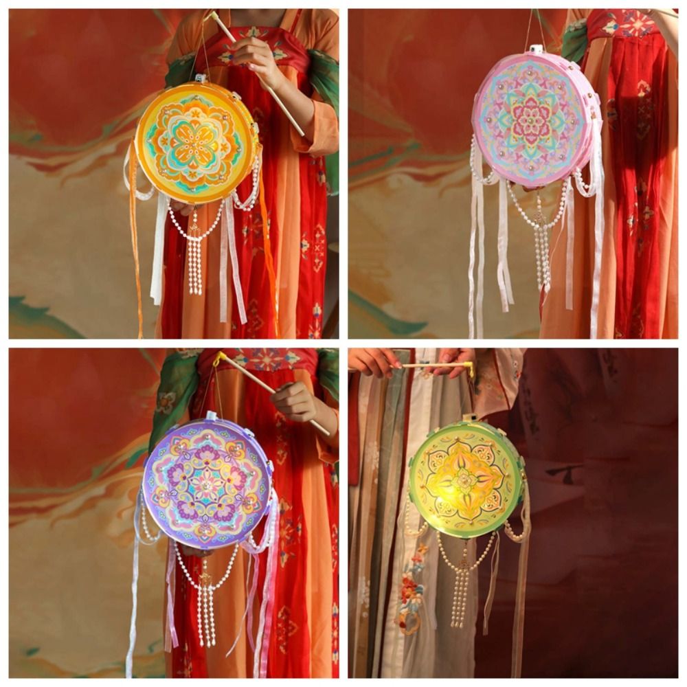 Chinese%20Portable%20Light%20LED%20Warm%20Glow%20Dunhuang%20Lanterns%20Bead-strand%20Drum%20Shaped%20Flower%20Drumlamp%20Hanging%20Ribbons%20Retro%20Pattern%20Ancient%20Style%20Light%20Crafting%20Activity%20-%20Image%203
