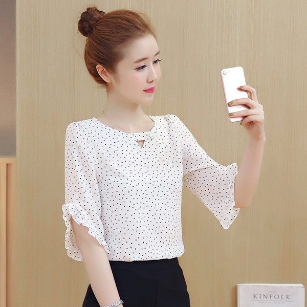 Áo Chấm Bi Tay Bèo V-SM0KN13 (Đen)