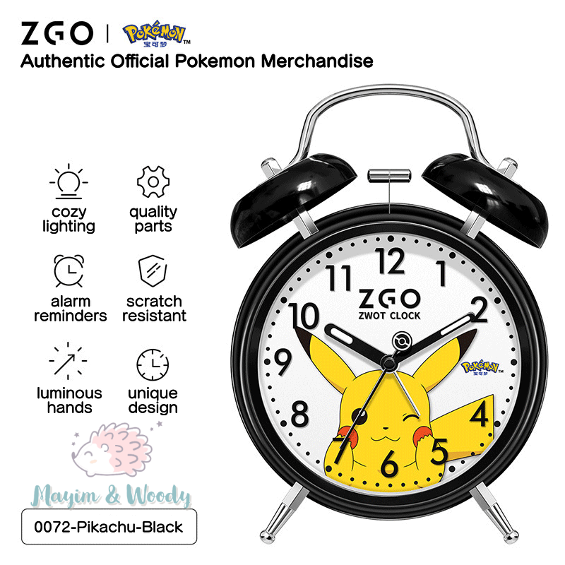ZGO Pokemon Pikachu Classic Vintage Alarm Clock Kids Cartoon Alarm