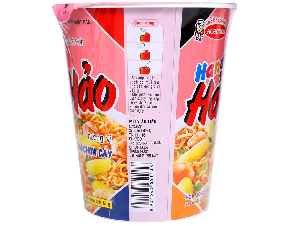 Mì Handy Hảo Hảo Tôm Chua Cay Ly 67g