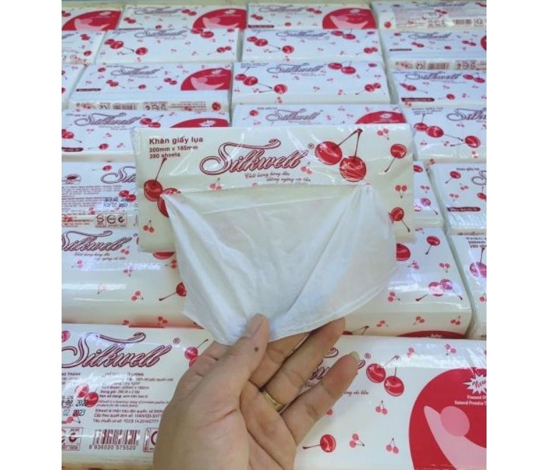 Giấy ăn giấy rút lụa Silkwell, Khăn giấy ăn rút lụa Silkwell 2 lớp (Đỏ, Xanh)