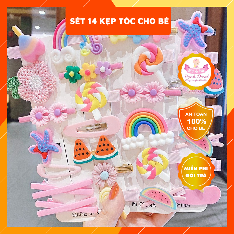SÉT 14 KẸP TÓC ĐÁNG YÊU CHO BÉ GÁI