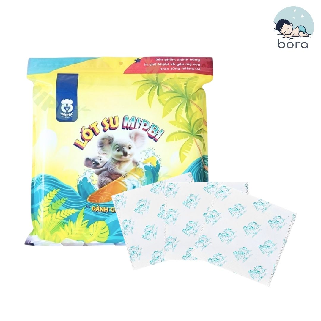 Lót su sơ sinh Mipbi, miếng lót phân su 3 lớp siêu thấm, mềm mại cho bé sơ sinh túi 30/90 miếng