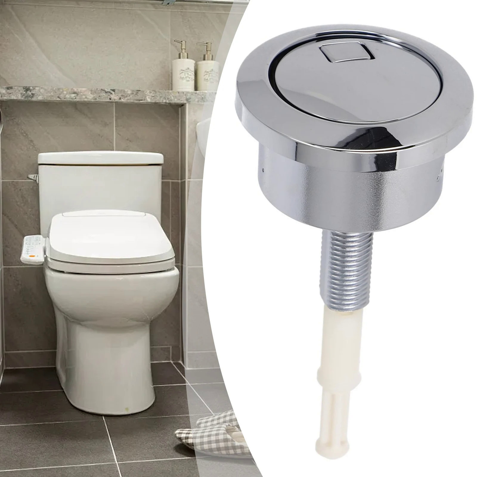 1Pack Dual Push Flushing Toilet Button Replacement, WC Water Tank Valve Push Button