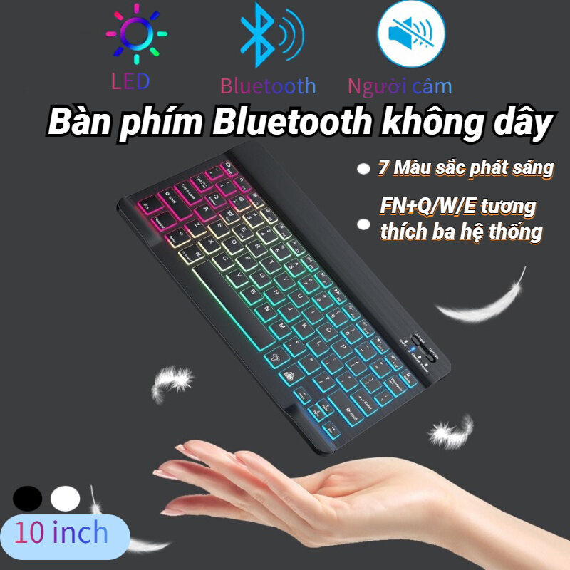 Bàn Phím Bluetooth Không Dây Có Đèn LED, Bàn phím không dây, bàn Phím Không Dây Của Văn Phòng Sạc Tiện Lợi,Phù Hợp Với Máy Tính Bảng Di Động