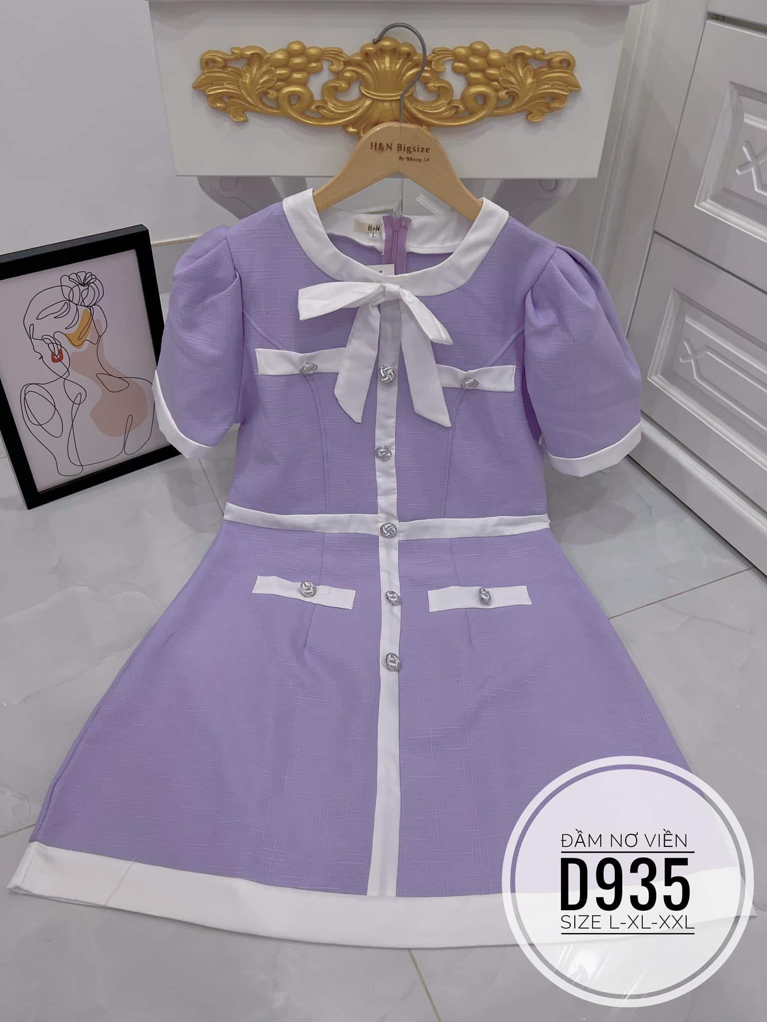 ĐẦM BIGSIZE GẤM NƠ VIỀN MÀU BASIC (L-2XL)