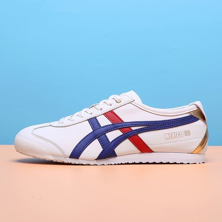 100 original TΙgerShoes- ME-XICO 66 Classic white blue red bronzed ...