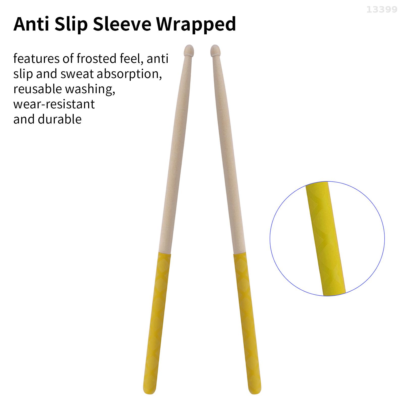 1-Pair Drumstick 5A Anti Slip Drumstick Antiskid Drum Sticks Maple Wood Drumsticks Triangular Tip with Non-Slip Wrapped Handle Musical Instrument Drum Set Accessories