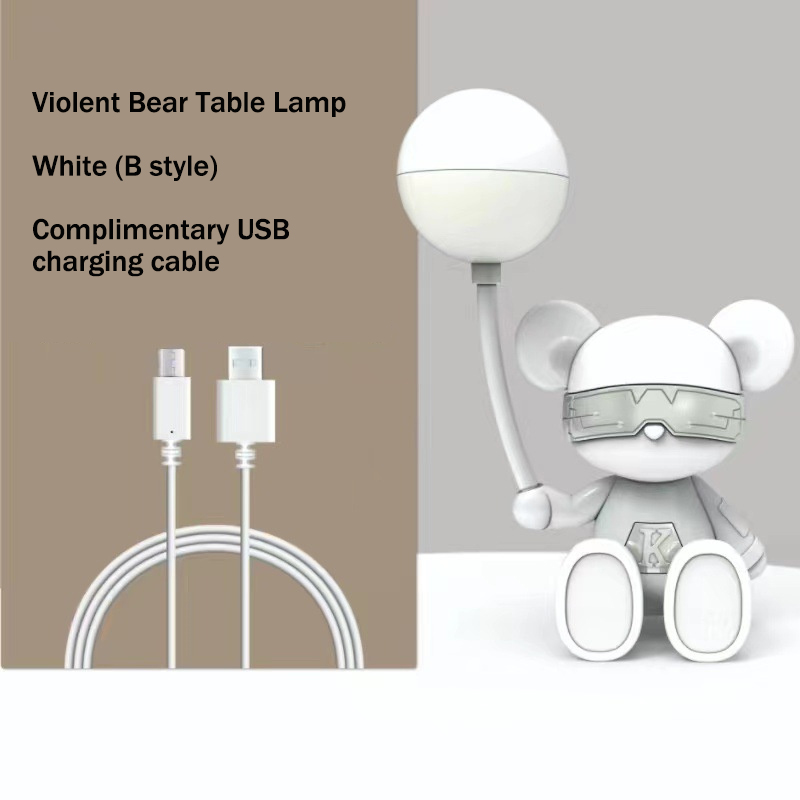Light luxury violent bear folding desktop reading desk lamp USB charging eye protection dormitory night lamp cute souvenir ornament table lamp