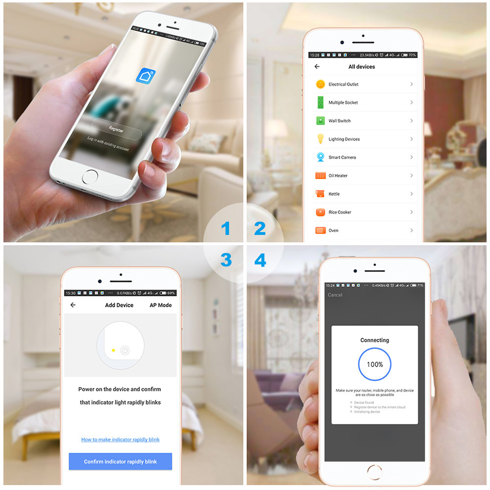 E Life Smart Store Tuya Smart Plug WiFi+Bluetooth Universal Socket 10A 15A Multi-function Conversion Sockets WiFi Switch Timer Switch With Energy Monitoring Electrical Socket For Alexa Google Home