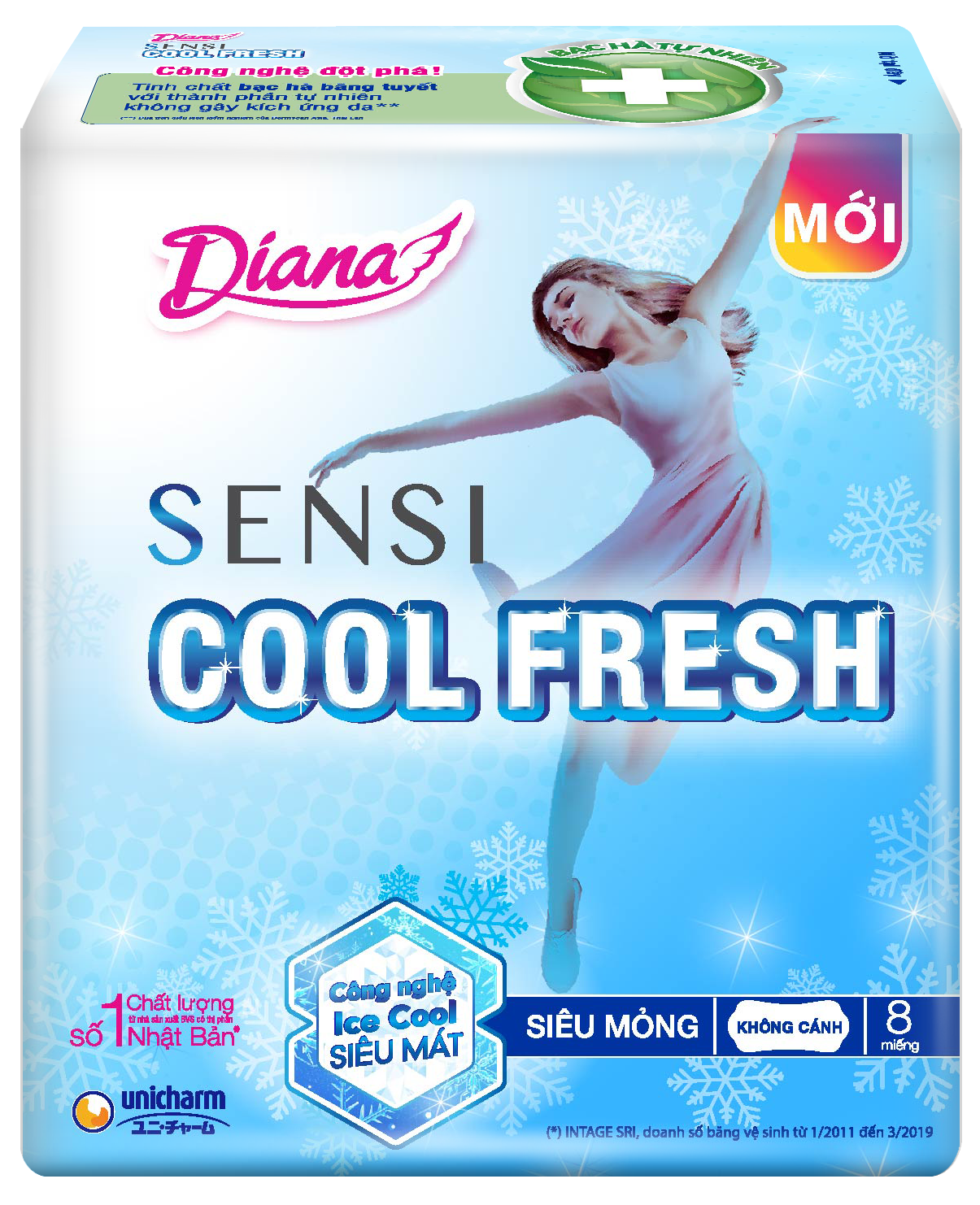 DIANA SENSI COOL MỎNG CÁNH 8MIẾNG ( LỐC 6 GÓI)