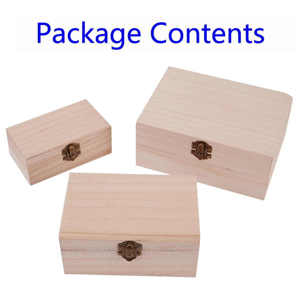 Wooden Boxes Plain Wood Storage Box Case for Jewellery Boxes Craft Gift