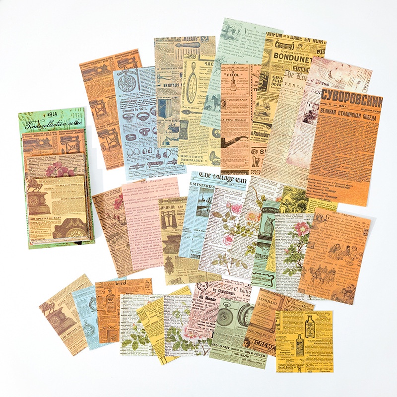 ENWEI 60 Pcs Favorite Time Series Vintage Journal Material Paper Light Paper Journaling Kit Scrapbook Stickers