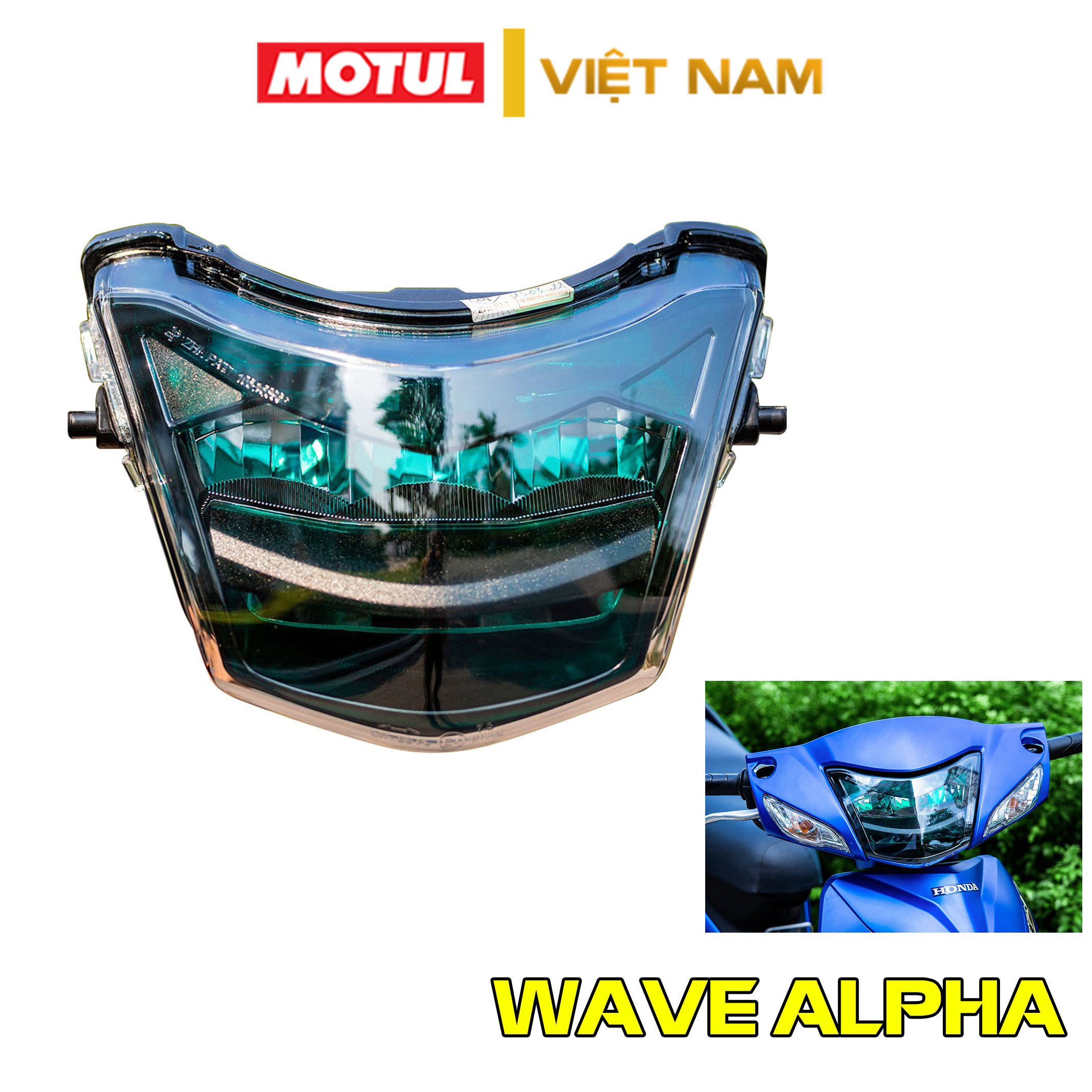 Chóa đèn wave alpha, đèn pha led wave anpha, wave s, wave rs, rsx đời cũ 2008-2011, future x 2 tầng siêu sáng zhi.pat