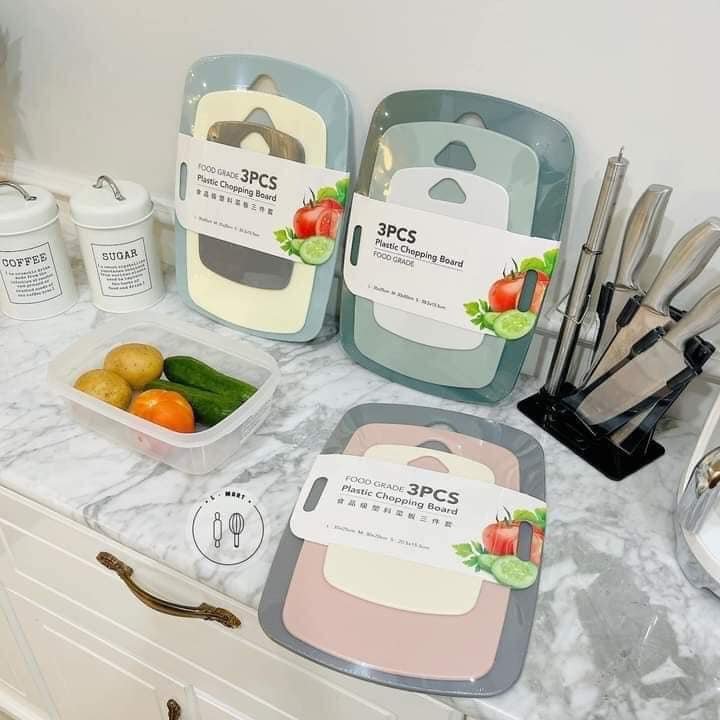 Set 3 thớt nhựa kháng khuẩn lúa mạch, thớt kháng khuẩn, thớt lúa mạch