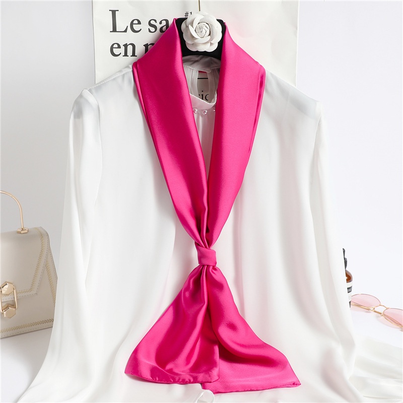 145x15cm Women Solid Color Silk Scarf Long Ribbon Shawl Neckband Neckerchief Tie Bag Thin Narrow Scarf Neckties Hair Scarf