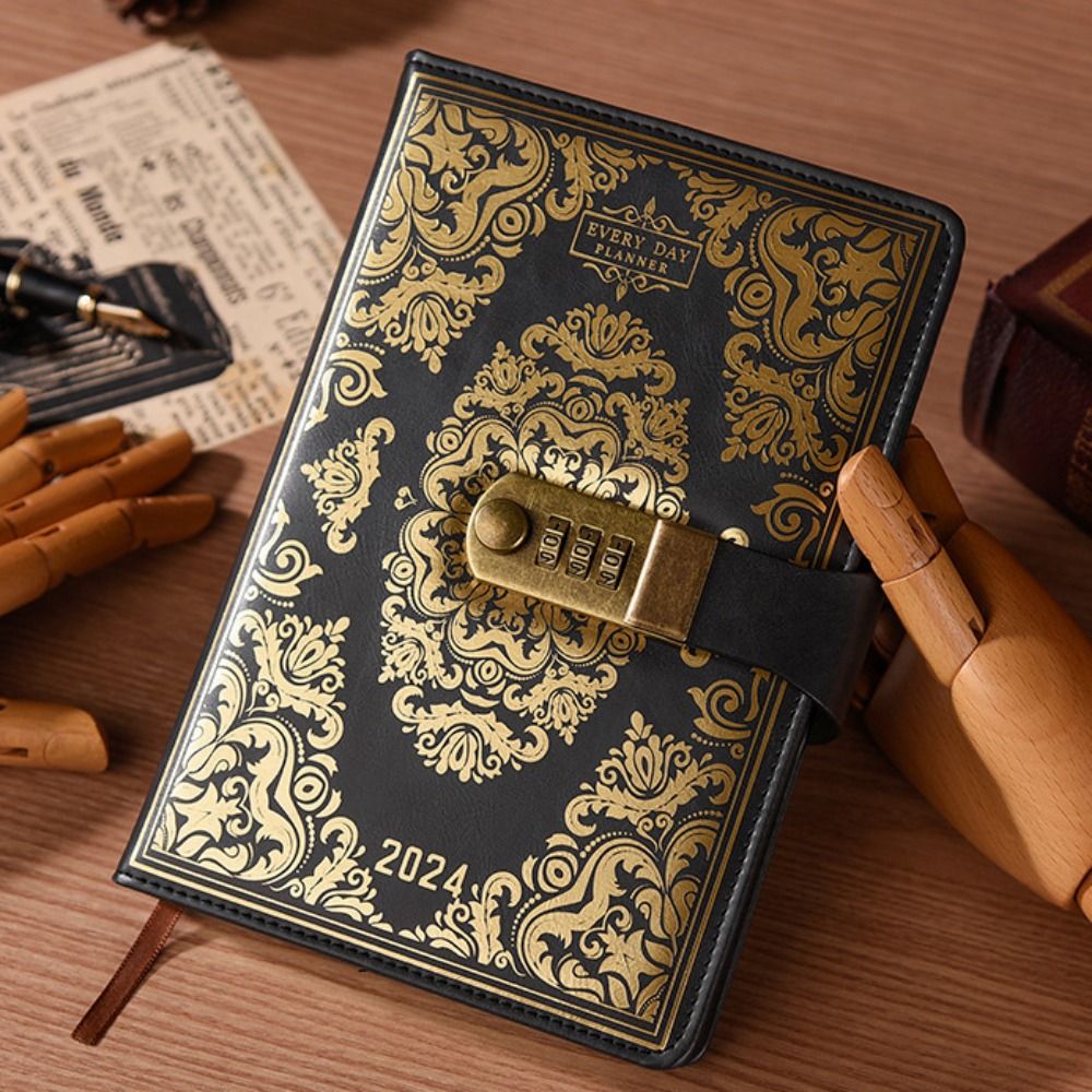 MMLUCK Password Locking 2024 Combination Lock Journal A5 Ruled Lined Paper Combination Lock Secret Diary Elegant General Memory Book Password Schedule Planner Secrets Writing