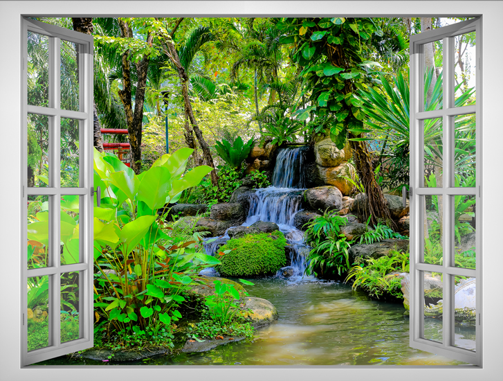 Tranh dán tường cửa sổ Cảnh đẹp thiên nhiên VTC VT0309 phủ kim sa