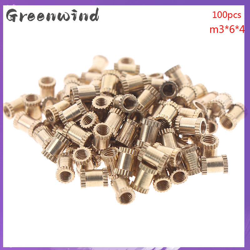 【Greenwind】 100pcs M3 hạt ép phun ren có khía bằng đồng thau chèn hạt