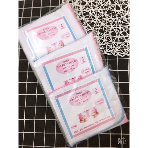 Khăn xô, khăn sữa kiba set 10 chiếc siêu mềm, siêu thấm 2 lớp - 3 lớp - 4 lớp