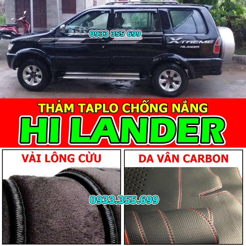 Thảm taplo isuzu hi lander bằng nhung lông, da vân carbon, da vân gỗ 2003 2004 2005 2006 2007 2008 2009 2010
