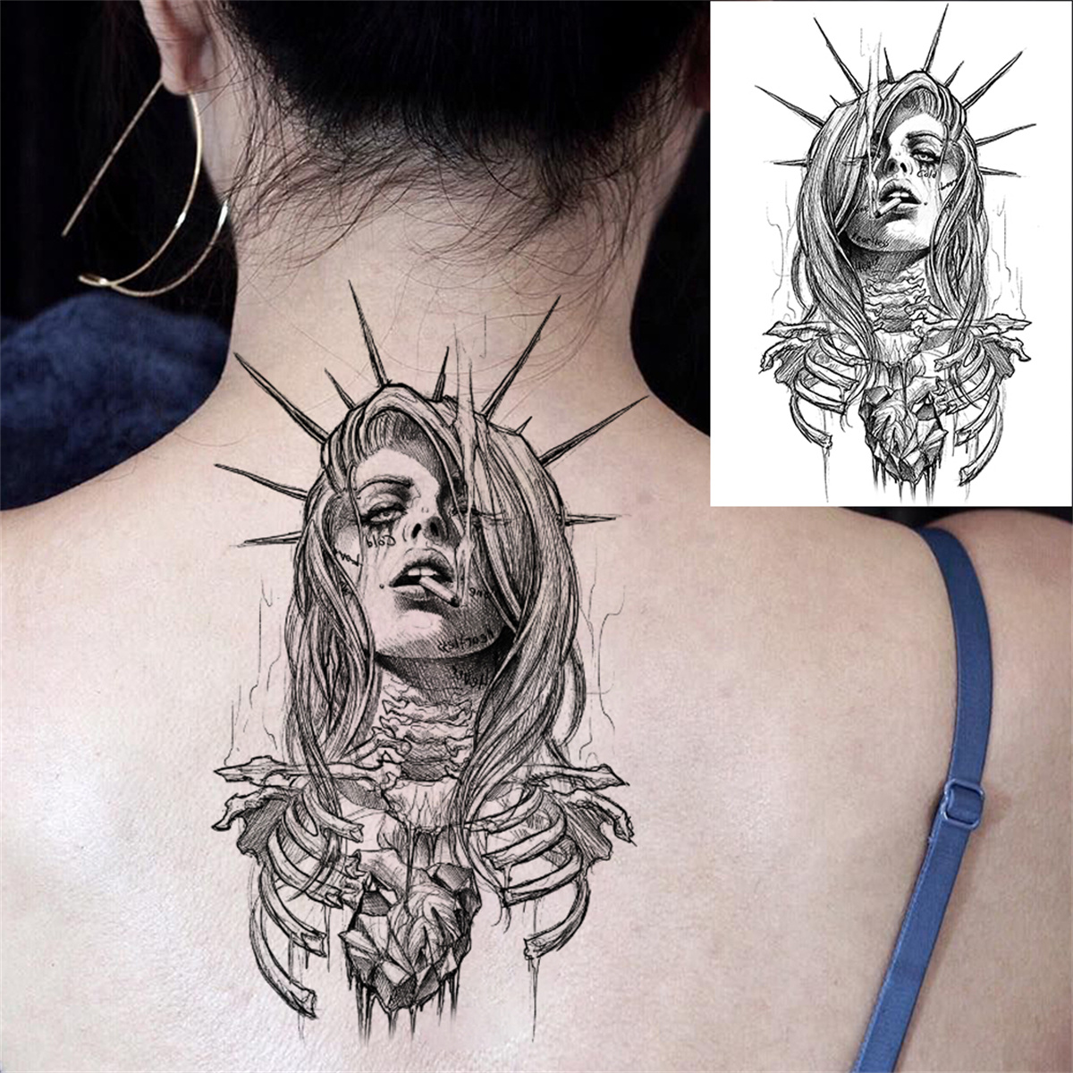 Gangster%20Skeleton%20Temporary%20For%20Women%20Men%20Adult%20Evil%20Demon%20Tattoos%20Sticker%20Flower%20Black%20Death%20Skull%203D%20Paper%20-%20Image%205