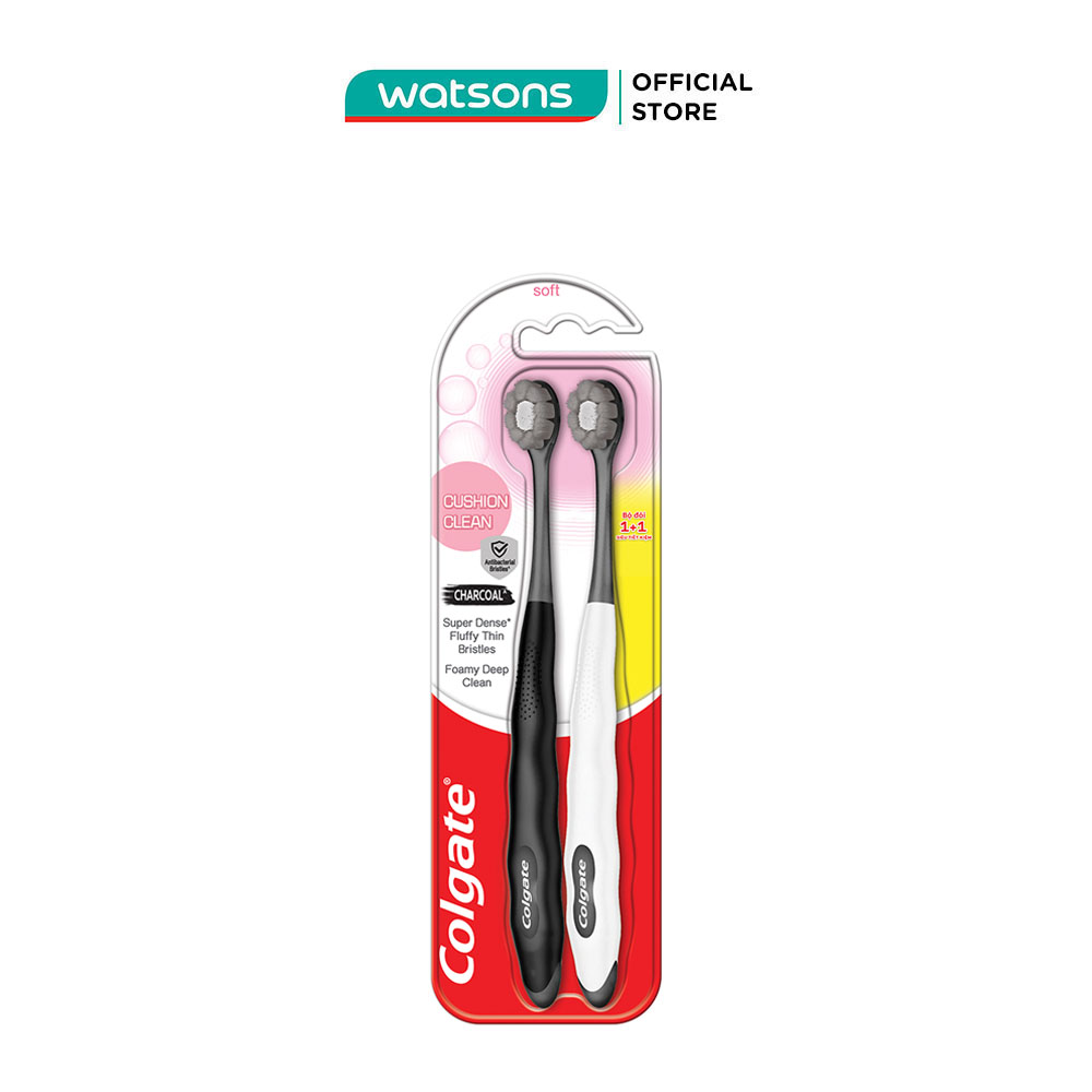 Combo Colgate Toothbrush Gentle Cushion Clean Charcoal 2pcs