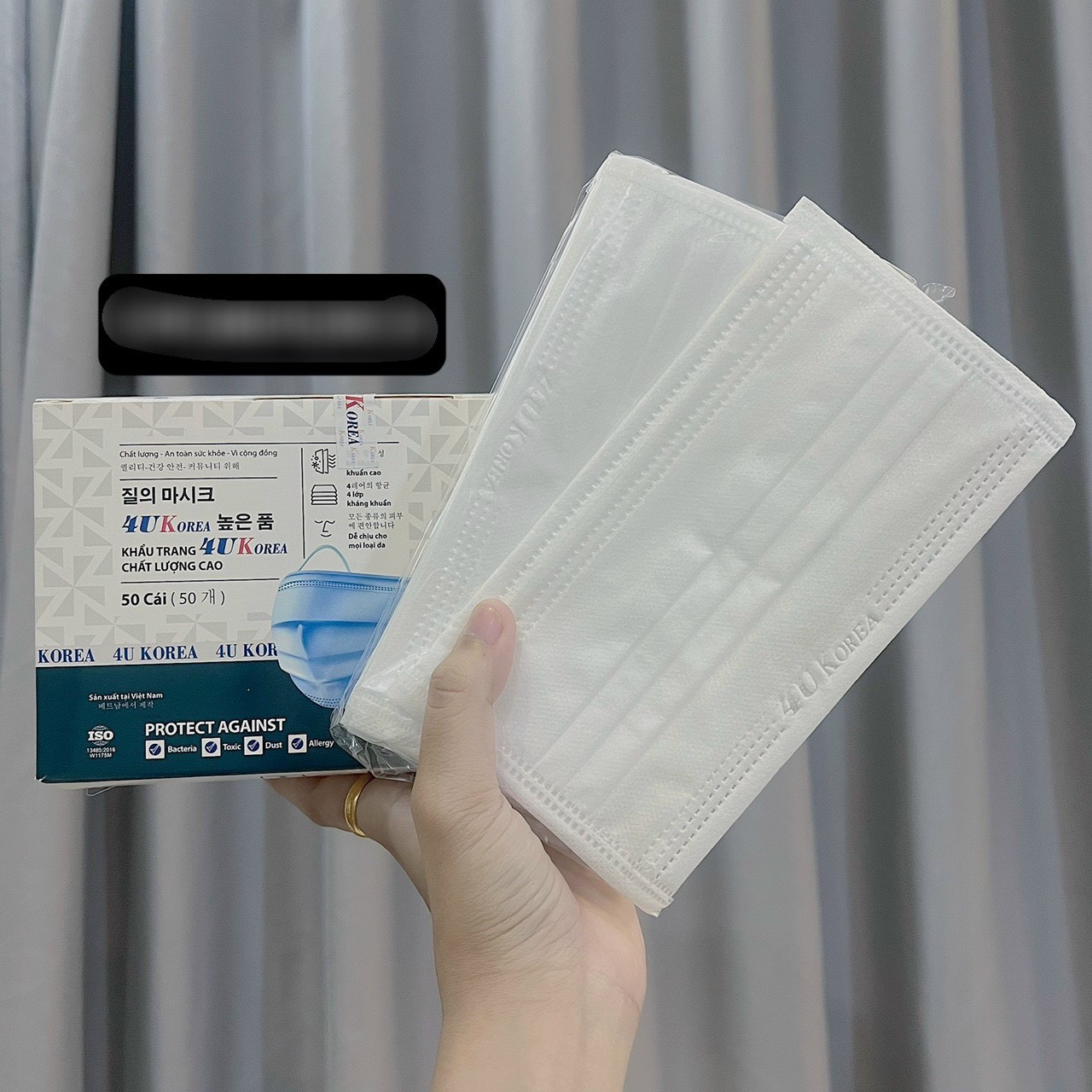 Hộp 50 chiếc khẩu trang Y tế 4UK KOREA kháng khuẩn hàng 4 lớp dày đẹp hàng xuất khẩu