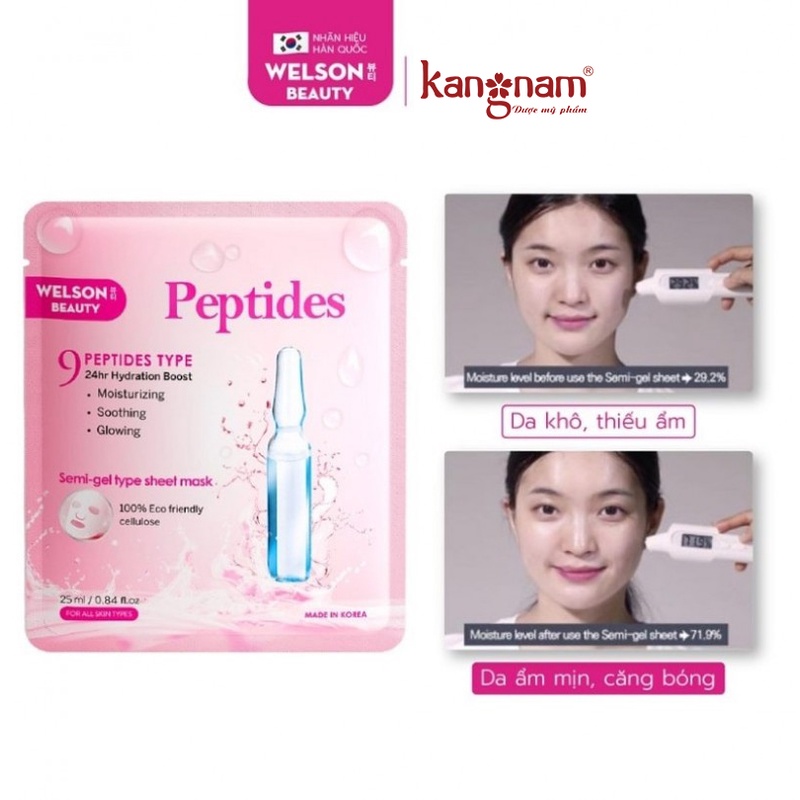 Mặt Nạ Cấp Ẩm Welson Beauty Peptides Hộp 5 miếng