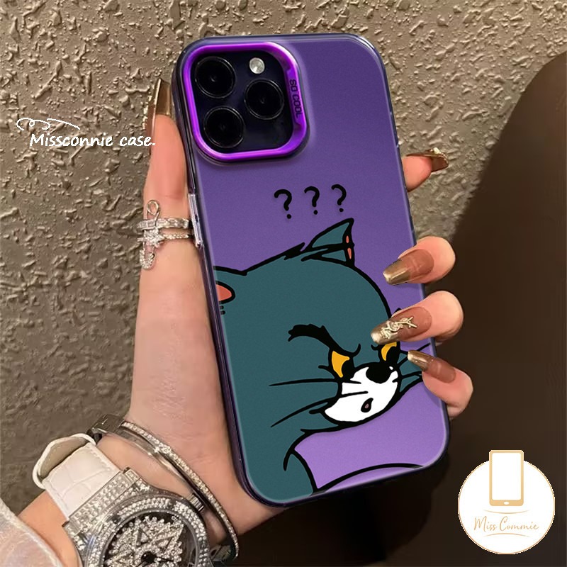 Cartoon Cat and Mouse Fun Couple Phone Case Compatible for Realme C25Y C67 C53 C55 Note 50 C12 C11 C20 C21Y C25 5i 5 5 5s 11 7i 9i 8i 6i C20A C51 C21 C15 C35 C31 C17Luxury Electroplated Shock-absorbing Lenses.