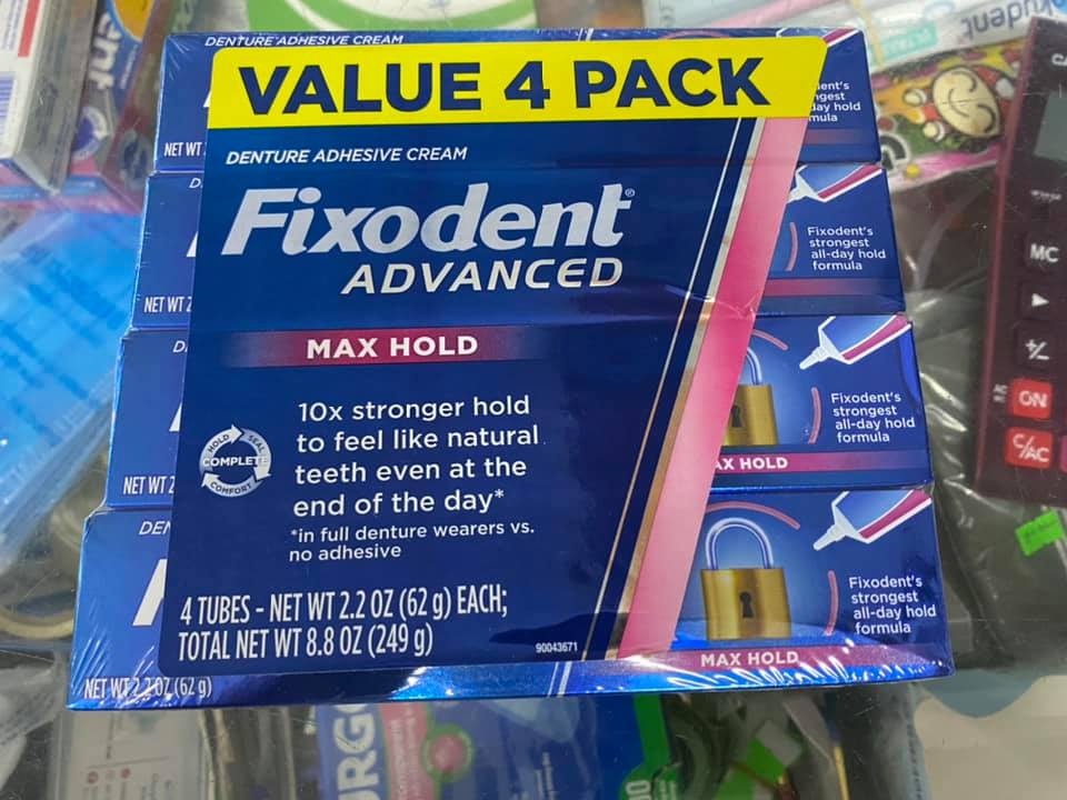 [CAO CẤP] Keo dán hàm răng giả hàm tháo lắp Fixodent Advance MaxHold 62g/ Mỹ