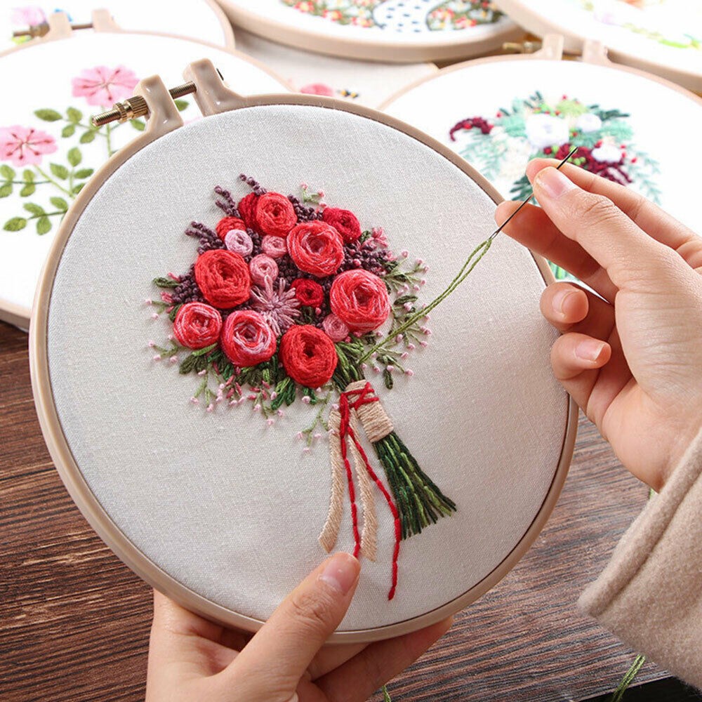 Beginner's Embroidery Starter Kit with Flower Design High Quality Materials