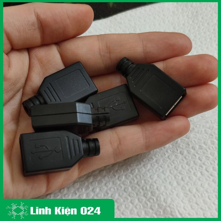 Đầu Jack cổng USB A cái 4P kèm vỏ